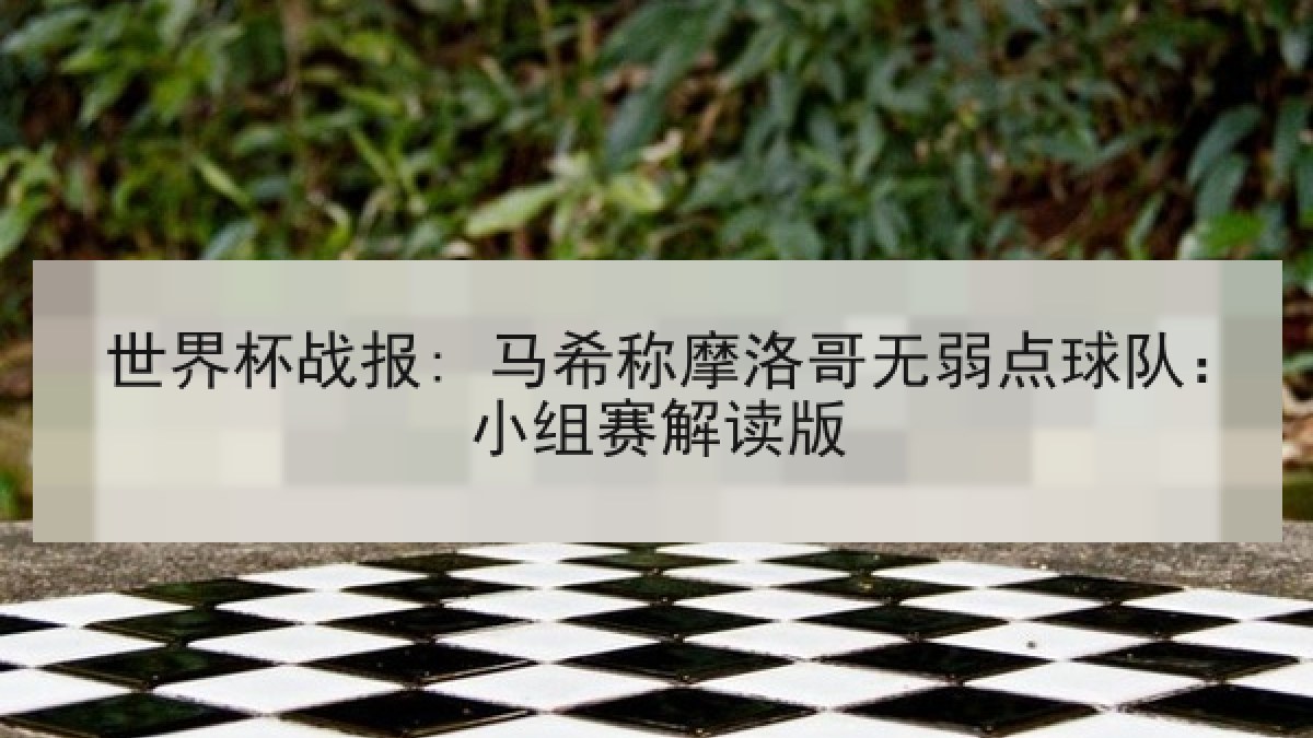 世界杯战报: 马希称摩洛哥无弱点球队：小组赛解读版